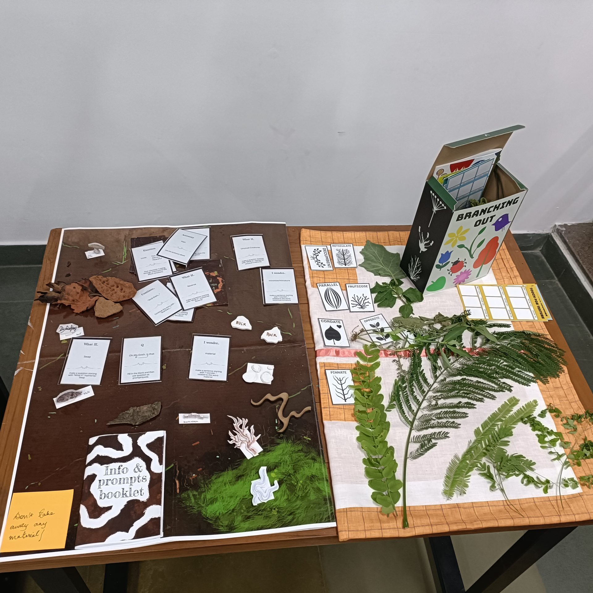 Display of gamified observation and storytelling tools made by students 