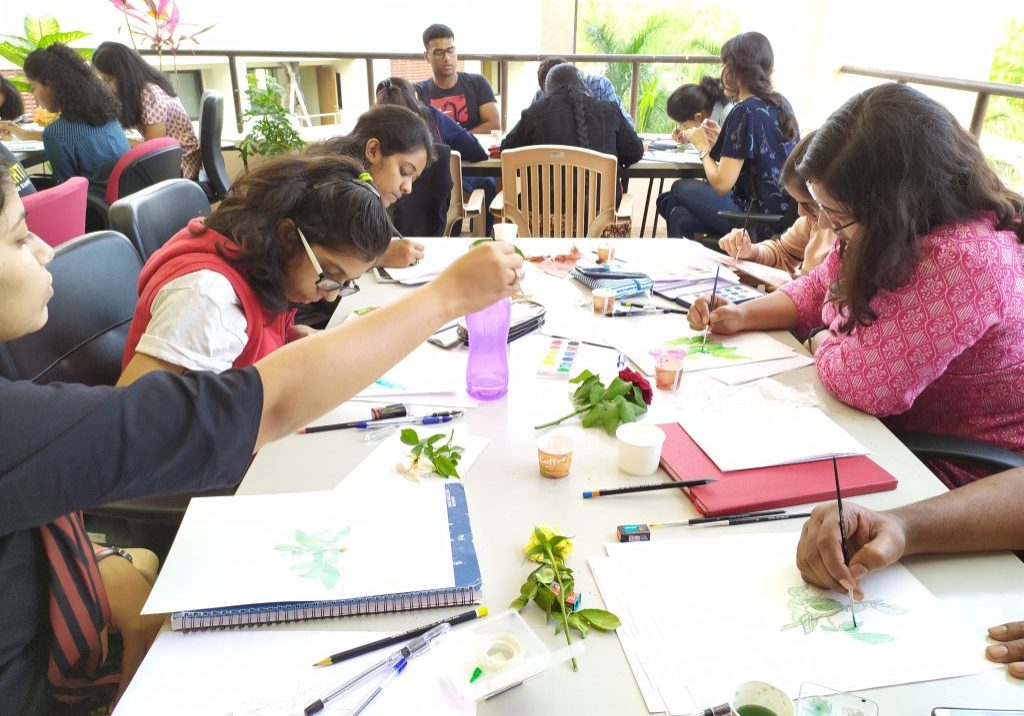 Observation drawing at Science illustration workshop at IISER Pune