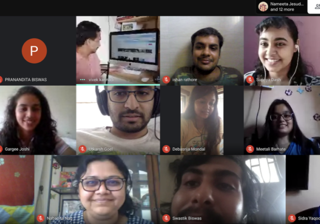 Participants at online session for science illustration workshop with SMC IISER, Pune